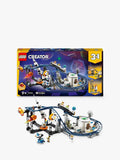 Space-Themed 3-in-1 Building Set with Roller Coaster, Drop Tower, and Carousel for Ages 9+