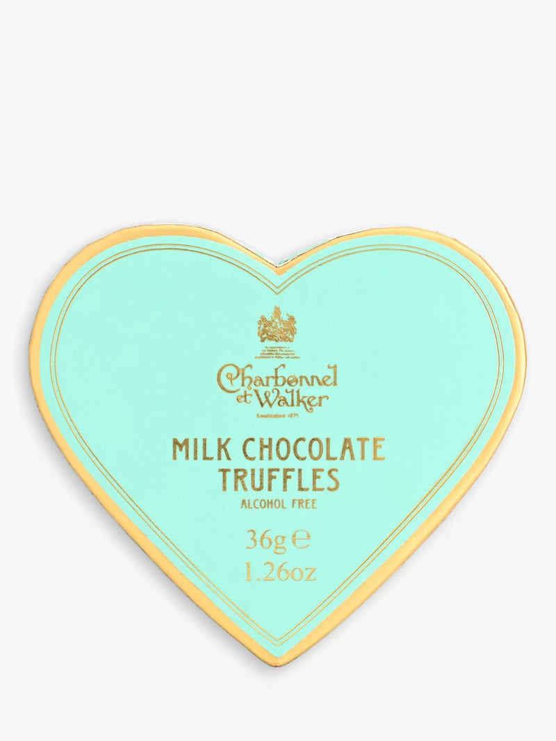 Charbonnel et Walker Mini Blue Heart milk chocolate truffles 34g - British product