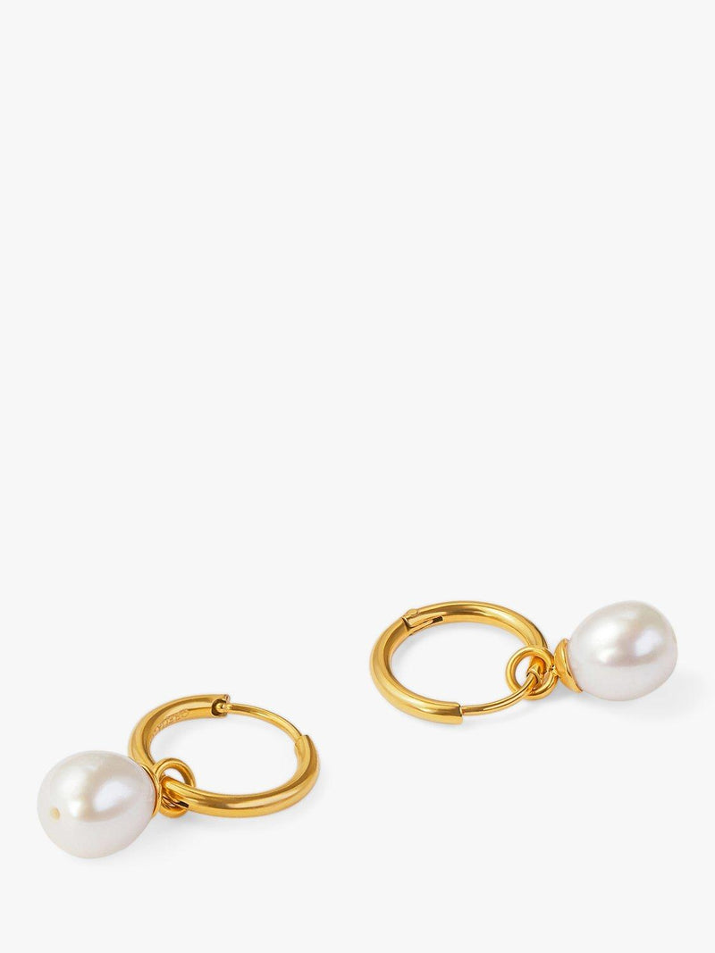 Orelia LUXE gold pearl drop hoop earrings (British brand)