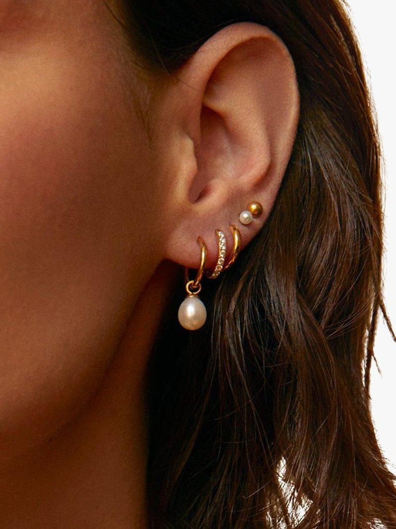Orelia LUXE gold pearl drop hoop earrings (British brand)