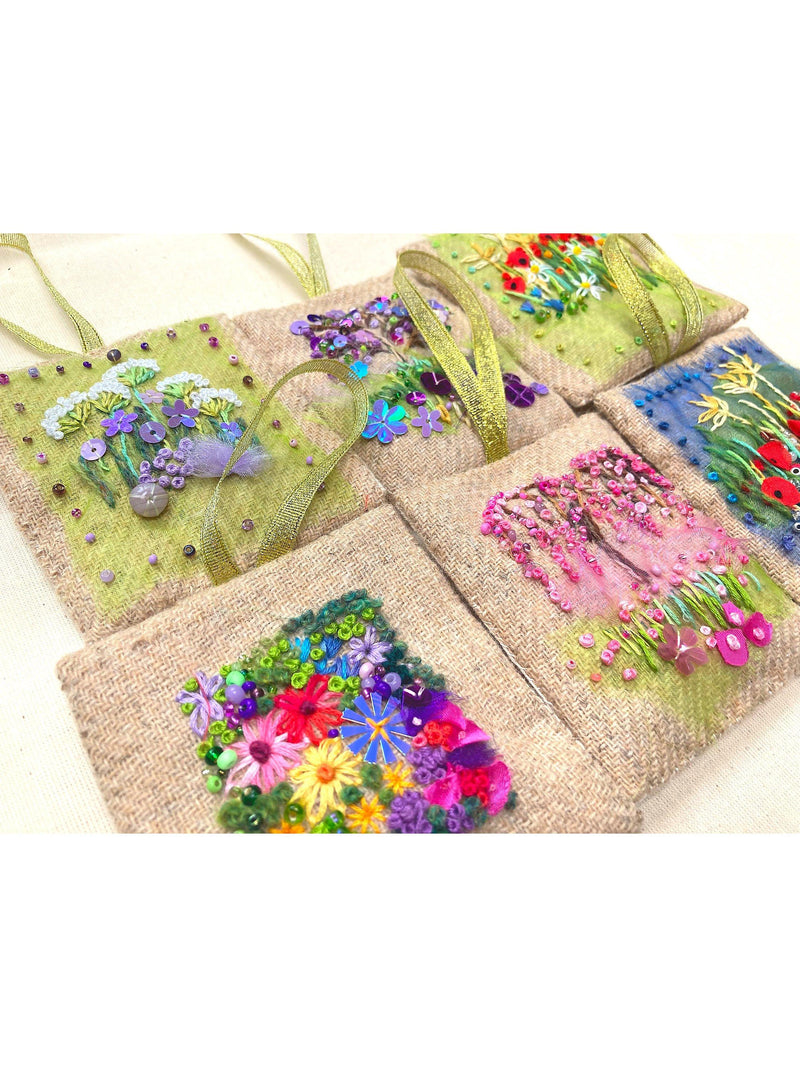 Rowandean Lavender Pockets Embroidery Kit, imported from the UK