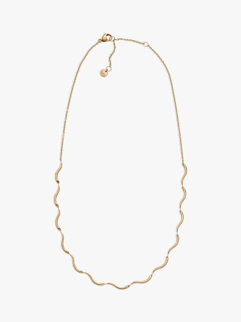 Skagen Wave Chain Necklace gold cubic zirconia, UK version