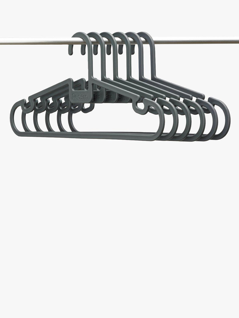 ReBorn recycled plastic clothes hangers pack of 5 grey, imported from the UK