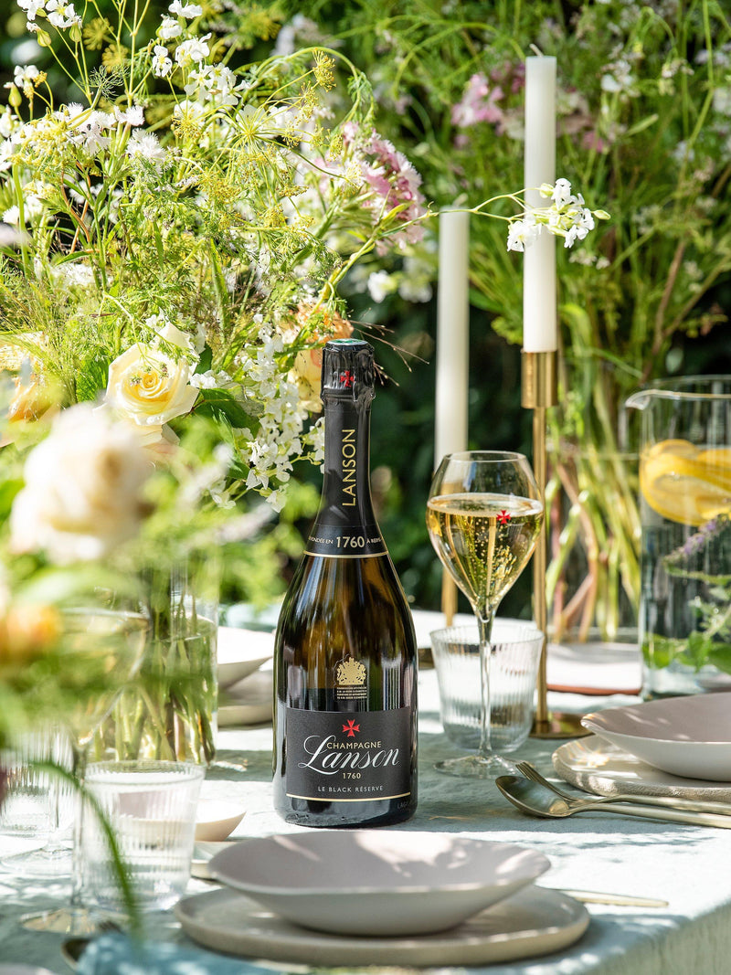 Lanson Le Black Label champagne with two flutes gift pack 75cl, UK version