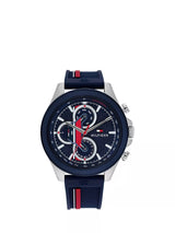 John Lewis Tommy Hilfiger 1792083 Men's Chronograph Silicone Strap Watch, Navy, 46mm- Buy online at McGrocer