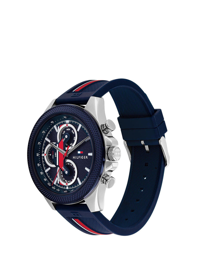 Tommy Hilfiger men's chronograph silicone strap watch navy, imported from the UK