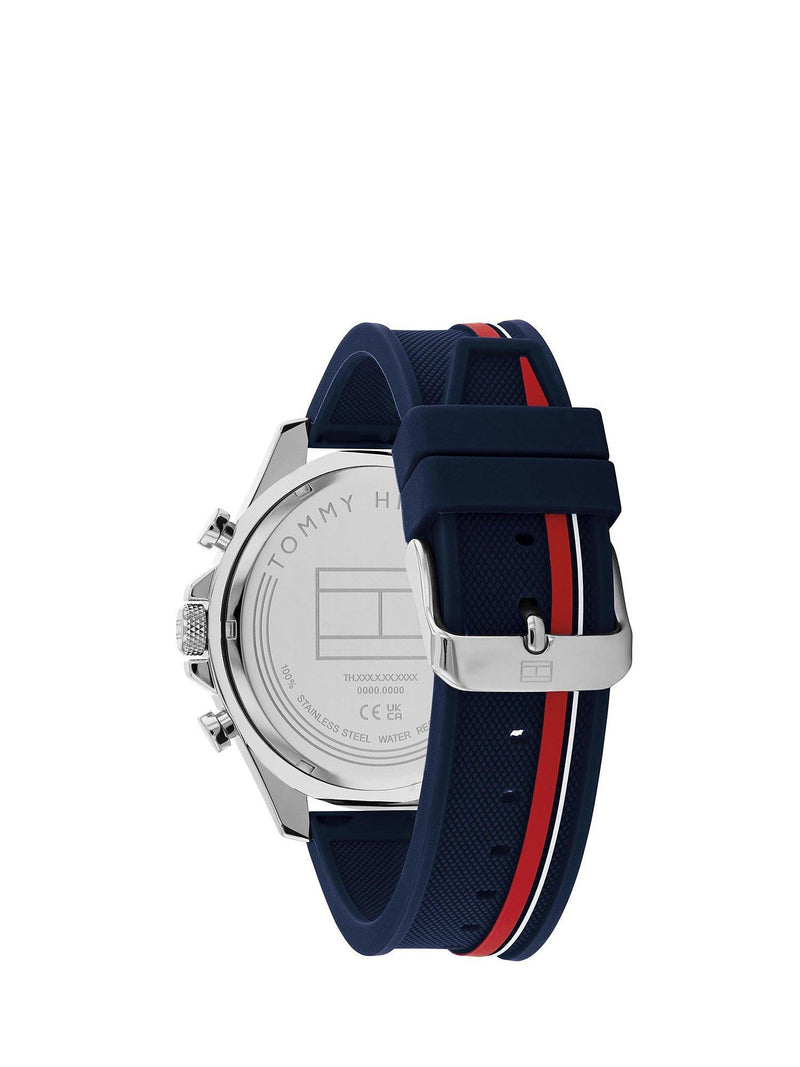 Tommy Hilfiger men's chronograph silicone strap watch navy, imported from the UK