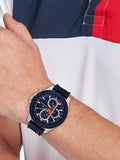 Tommy Hilfiger men's chronograph silicone strap watch navy, imported from the UK