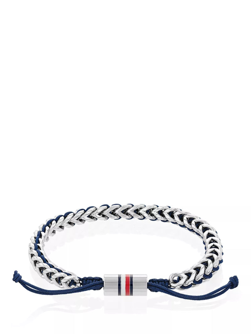 Tommy Hilfiger men's braided bracelet silver blue, imported from the UK