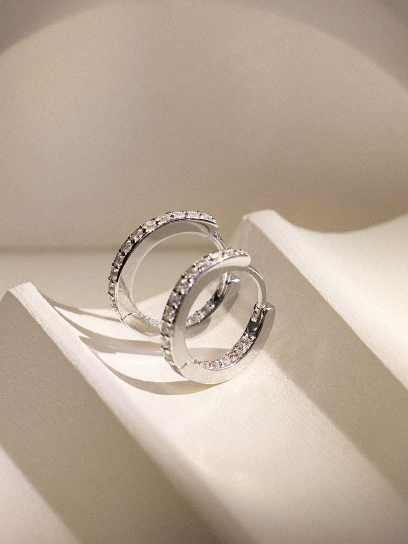 Ralph Lauren cubic zirconia huggie hoop earrings 0.59cm, imported from the UK