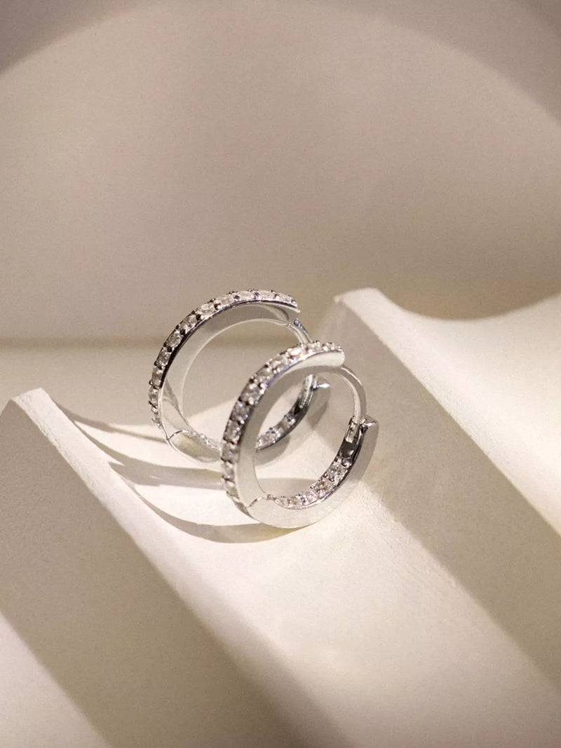 Ralph Lauren cubic zirconia huggie hoop earrings 0.59cm, imported from the UK