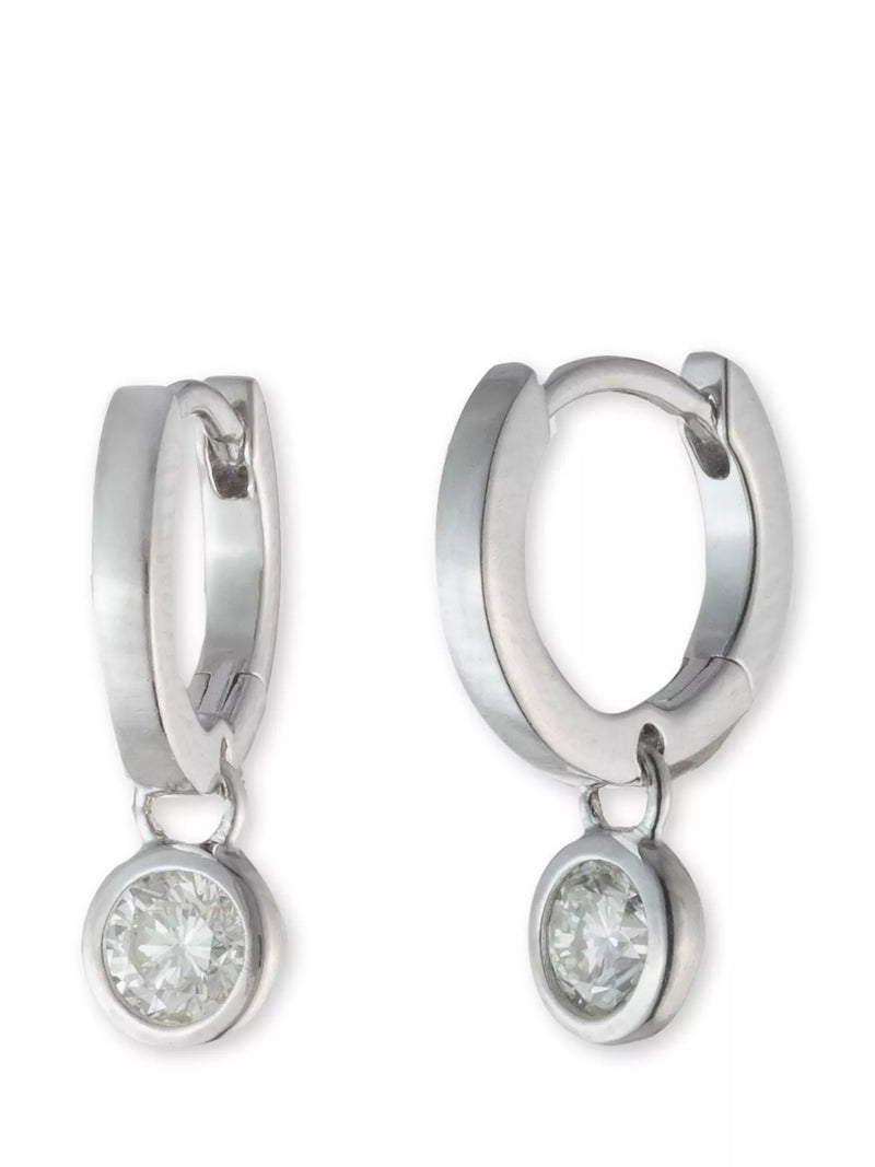 Lauren Ralph Lauren cubic zirconia sterling silver hoop earrings H1.2 x W0.5cm, UK version