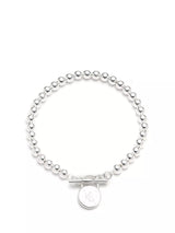John Lewis Ralph Lauren Sterling Silver Beaded T-Bar Bracelet 18.4cm- Buy online at McGrocer