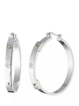 John Lewis Ralph Lauren Sterling Silver Logo Hoop Earrings- Buy online at McGrocer