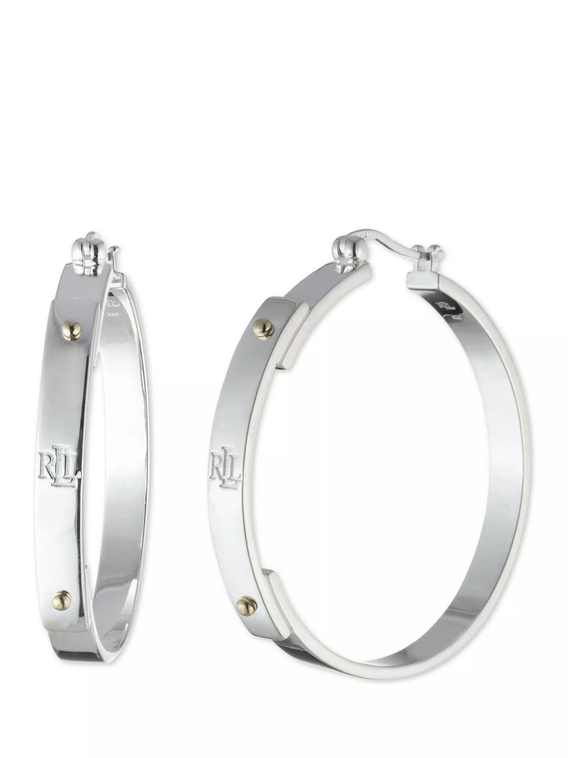Ralph Lauren sterling silver hoop earrings 4.2cm diameter, imported from the UK