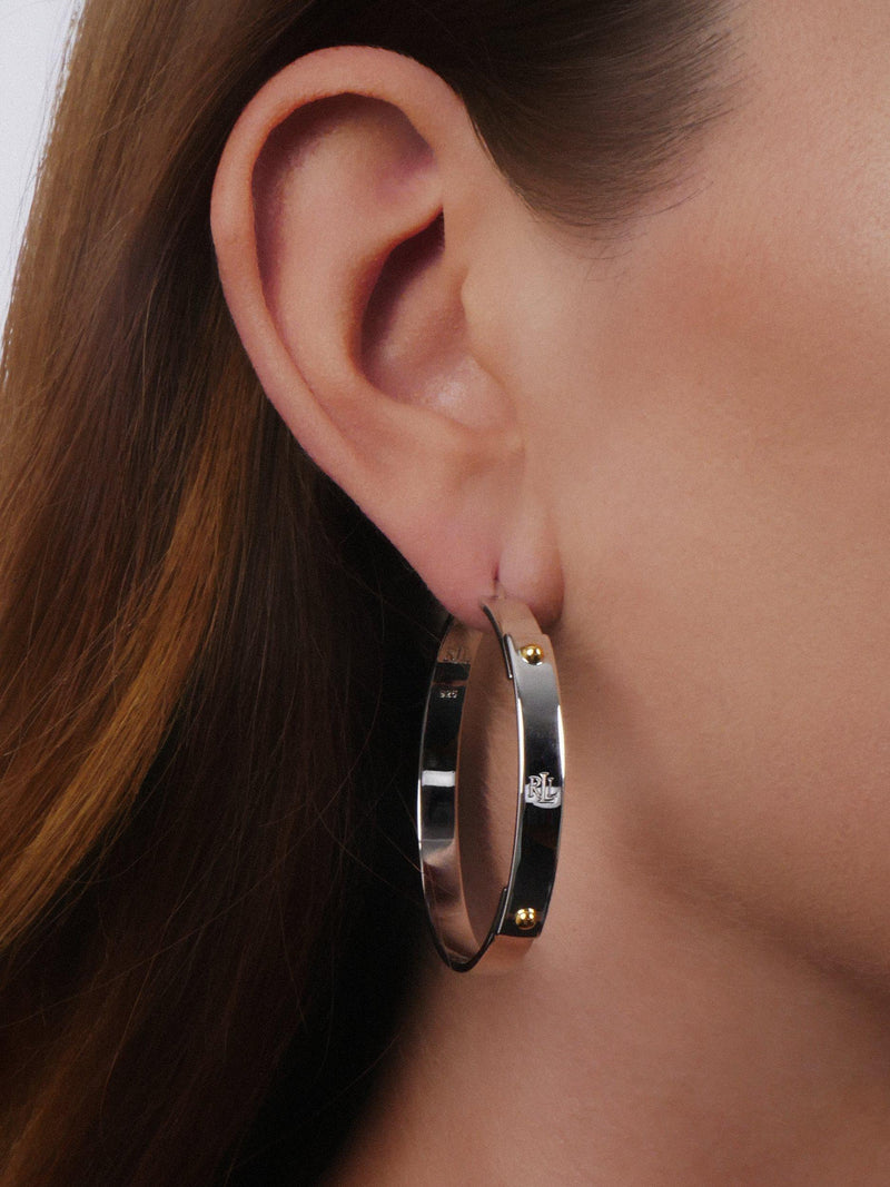 Ralph Lauren sterling silver hoop earrings 4.2cm diameter, imported from the UK