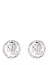 John Lewis Ralph Lauren Sterling Silver Monogram Stud Earrings, Silver- Buy online at McGrocer