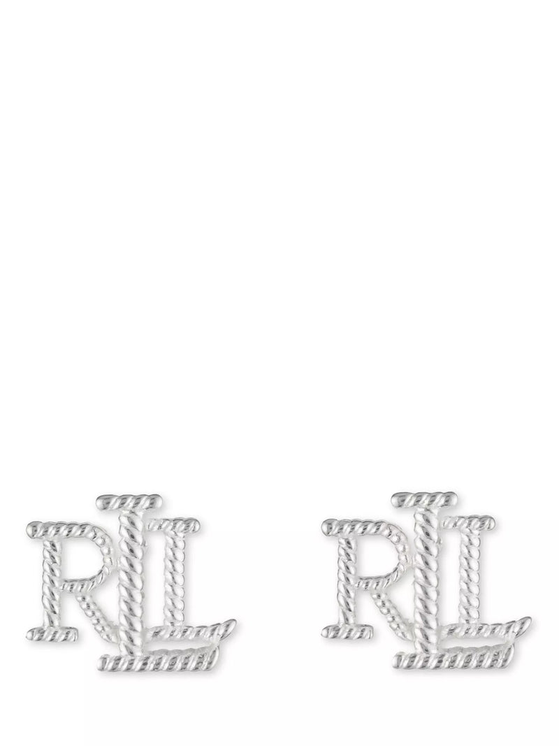 Ralph Lauren stud earrings rope texture logo initial sterling silver - British product
