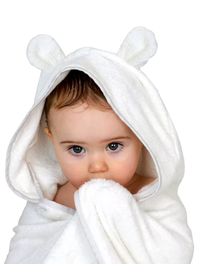 منشفة Shnuggle Wearable Baby Towel بيضاء بغطاء رأس