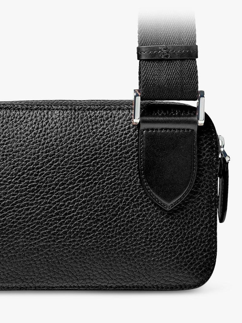 Aspinal of London compact pebble leather cross body bag, black (British brand)