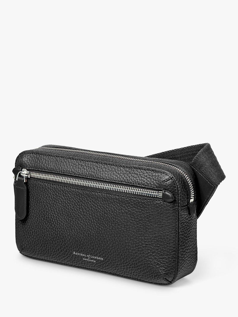 Aspinal of London compact pebble leather cross body bag, black (British brand)