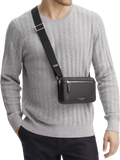 Aspinal of London compact pebble leather cross body bag, black (British brand)
