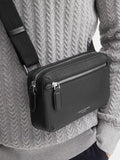 Aspinal of London compact pebble leather cross body bag, black (British brand)