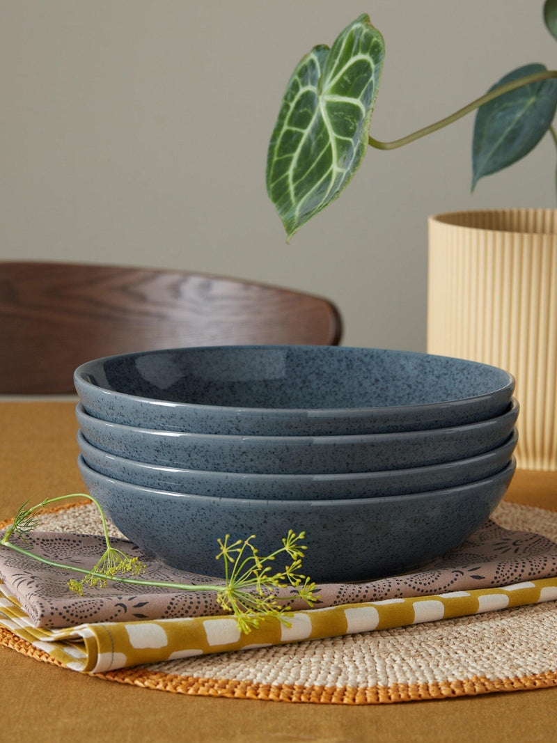 Denby dark grey speckle pasta bowls 22cm set of 4 (British brand)