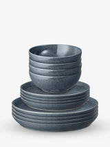 John Lewis Denby Dark Grey Speckle Stoneware Coupe Dinnerware Set, 12 Piece- Buy online at McGrocer