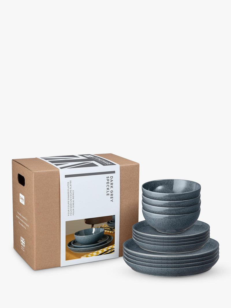Denby dark grey speckle dinnerware set 12-piece (British brand)