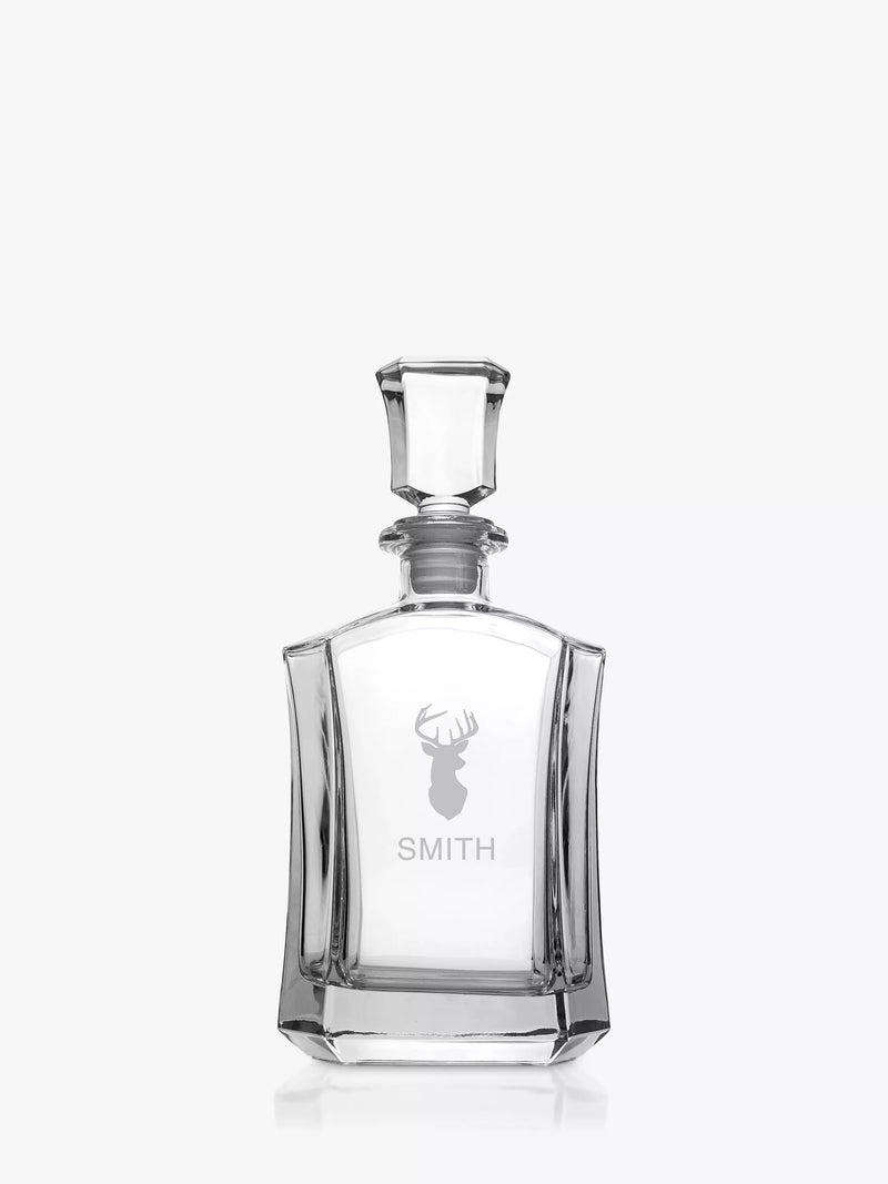 Treat Republic personalised hexagonal stag glass decanter 750ml clear (British brand)
