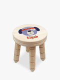 Treat Republic personalised cute puppy kids wooden stool in natural finish (British brand)