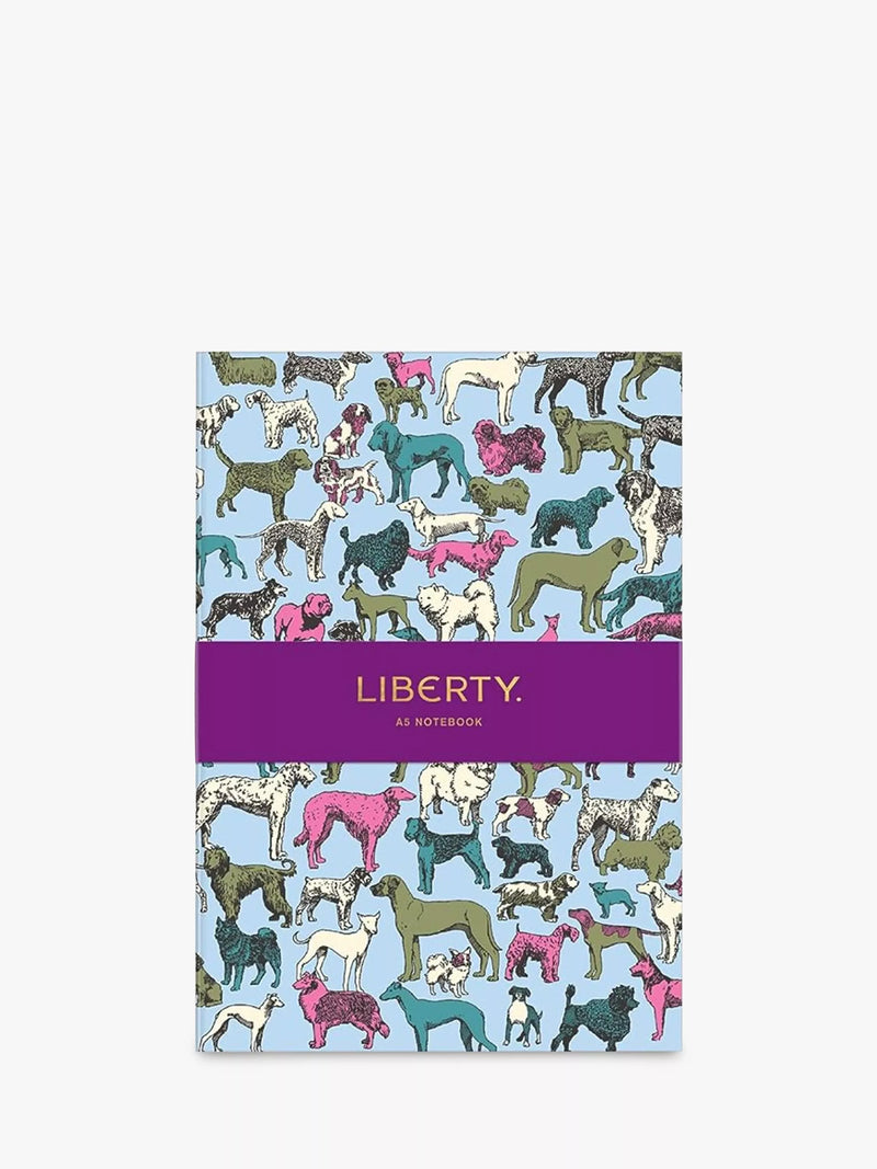 Liberty London A5 dog-themed floral print notebook, UK version