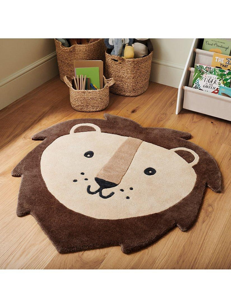 Great Little Trading Co lion face wool rug 105x103cm (British brand)