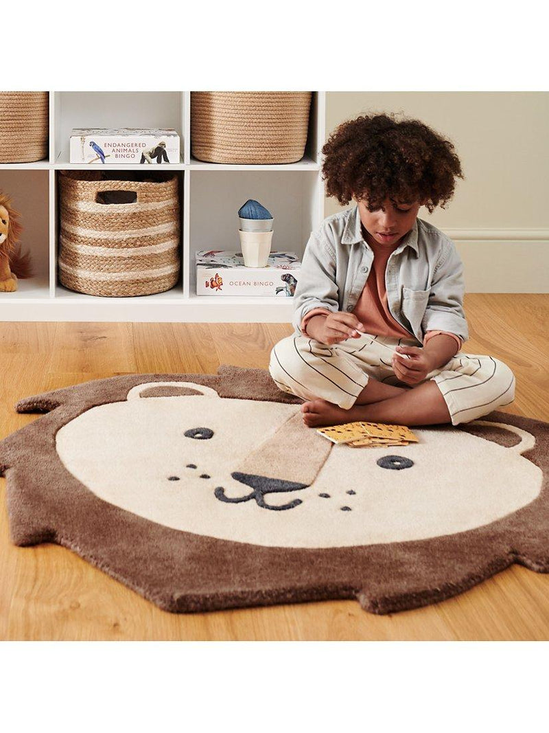 Great Little Trading Co lion face wool rug 105x103cm (British brand)