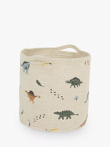 John Lewis Great Little Trading Co Dino Print Woven Storage Basket Natural/Multi 28cm- Buy online at McGrocer
