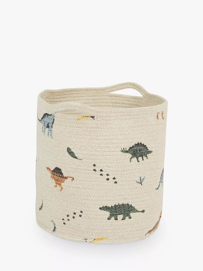 Great Little Trading Co dino print storage basket natural multi (British brand)