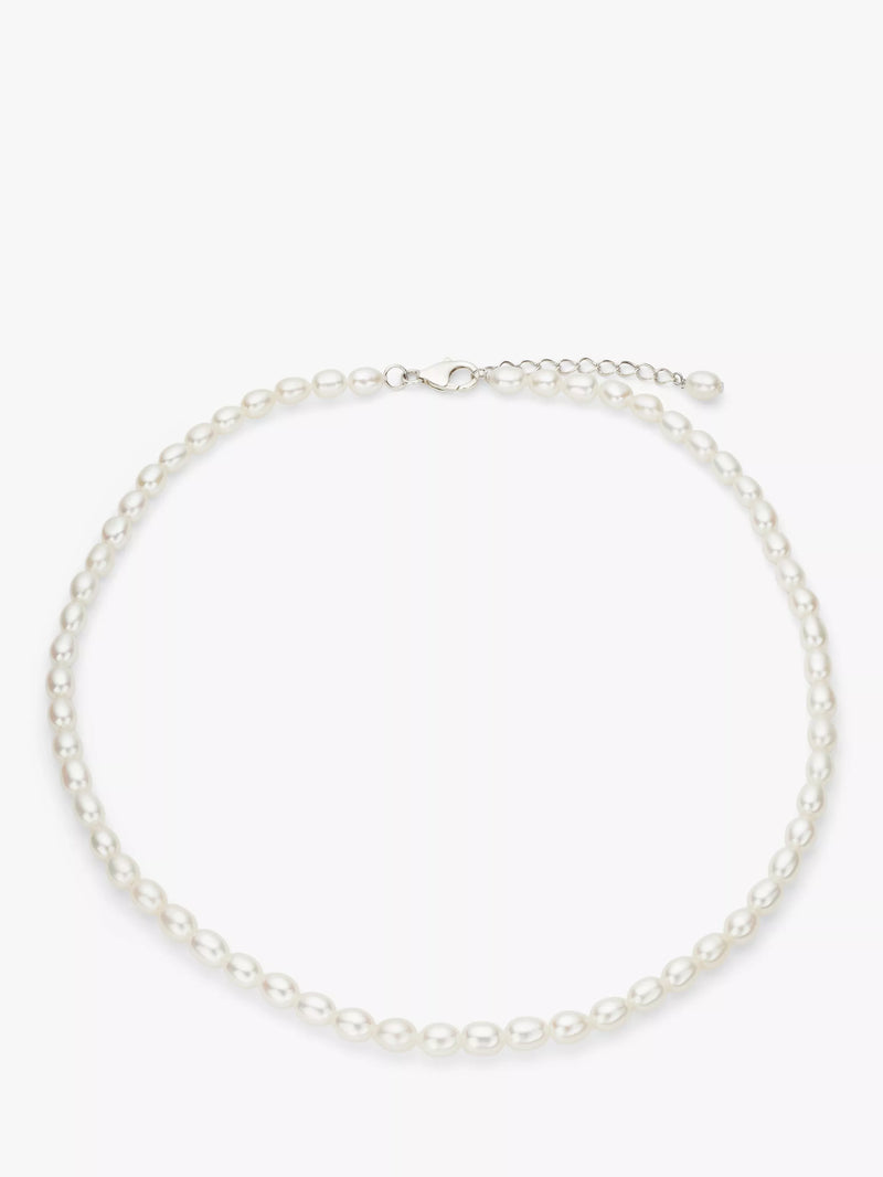 Lido freshwater pearl necklace in sterling silver - British product
