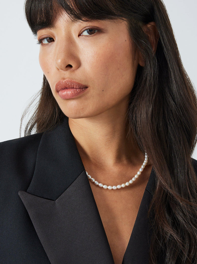 Lido freshwater pearl necklace in sterling silver - British product