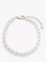 John Lewis Lido Freshwater Pearl Rice Beaded Bracelet, Silver- Buy online at McGrocer