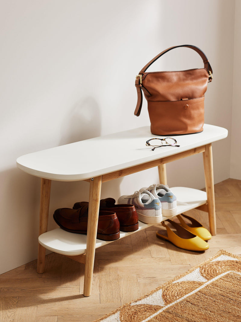 John Lewis Schuhregal aus Bambus, Weiß, Natur - Britisches Produkt