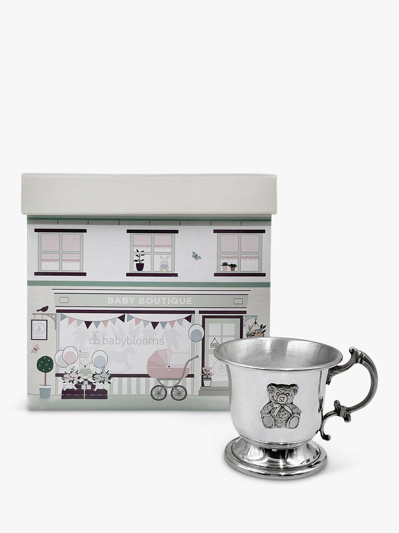 Babyblooms silver christening pewter cup - British product