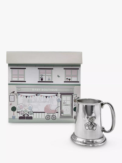 John Lewis Silver Christening Pewter Tankard with Teddy Bear Motif- Buy online at McGrocer