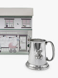 Babyblooms silver Christening pewter tankard with teddy bear motif - British product