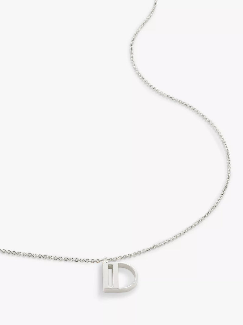 Monica Vinader Initial Anhänger Halskette Verstellbar Silber 41-46cm