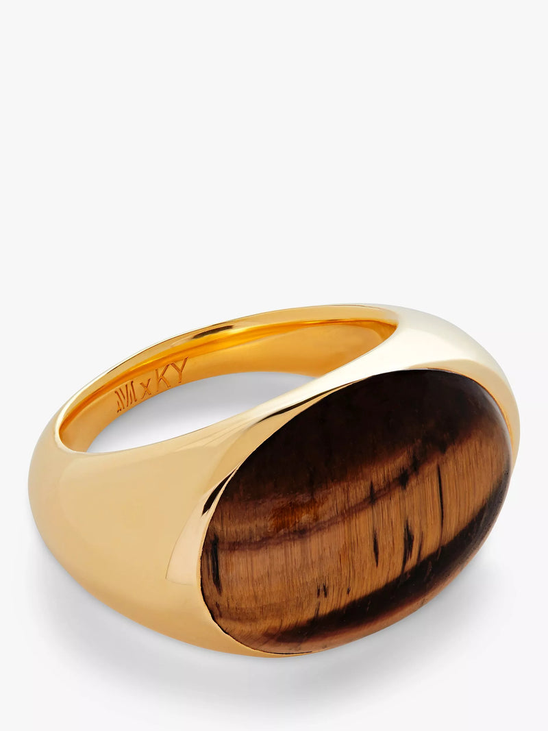 Monica Vinader x Kate Young Edelstein-Ring mit Tigerauge