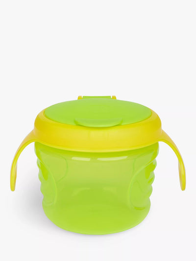 Auslaufsicherer Silikon-Snackbecher für Babys mit griffigen Henkeln, Grün