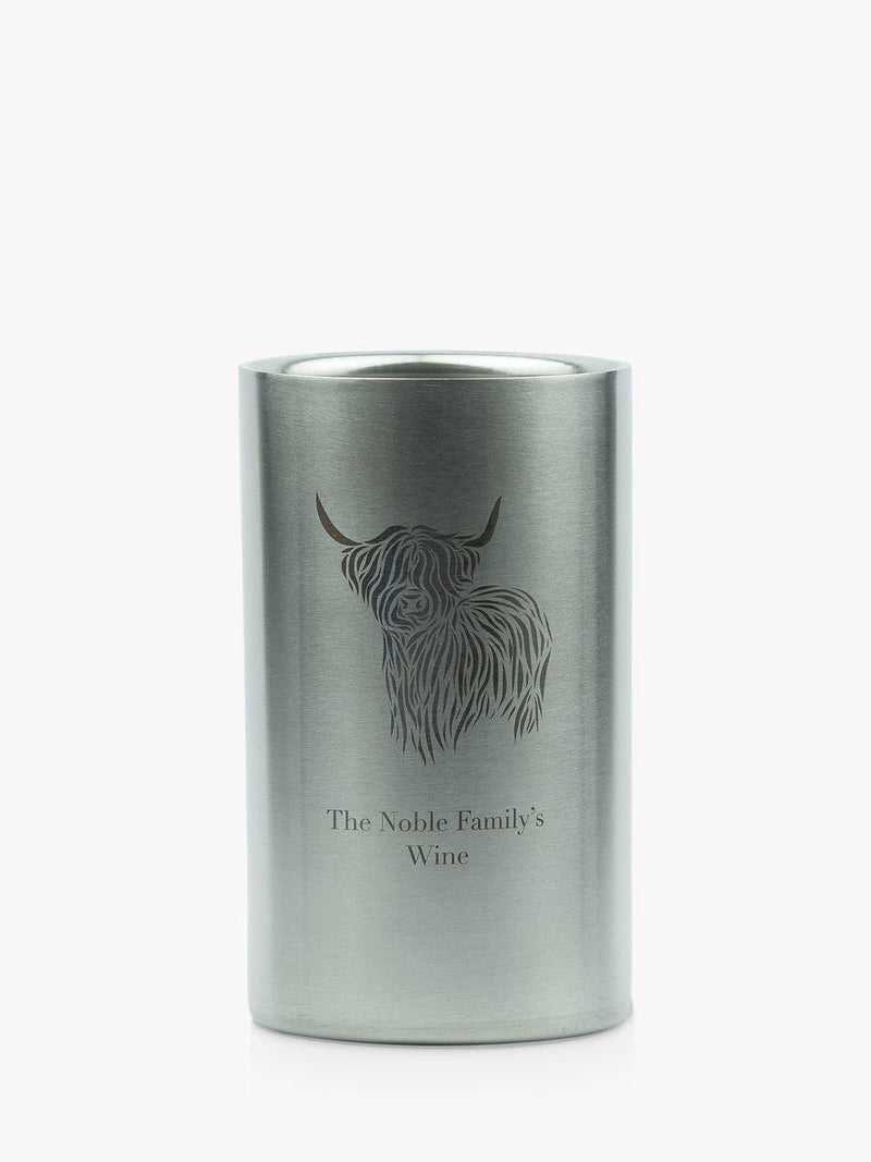 Totally About You Highland Cow Silver wine cooler (British brand)