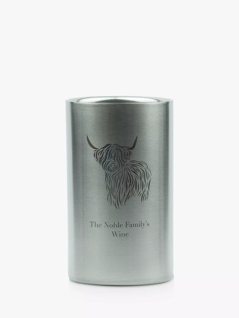 Totally About You Highland Cow Silver wine cooler (British brand)