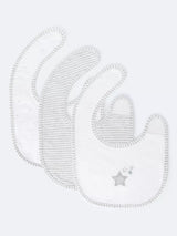 John Lewis John Lewis Star Stripe Print Round Baby Bib Pack of 3 Grey- Buy online at McGrocer
